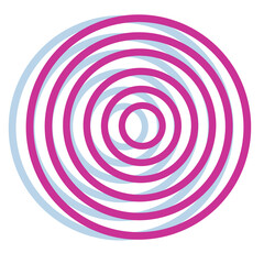 Pink concentric circles for Memphis pattern, geometric design, playful motif
