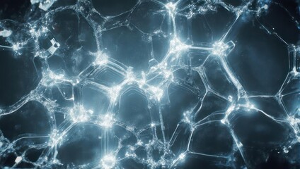 Abstract Network of Glowing Blue Lines and Nodes.