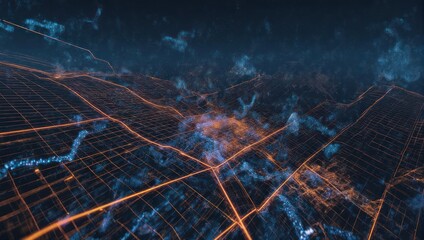 Abstract Network of Glowing Lines Representing Data Flow and Connectivity.