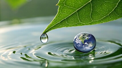 Purity of Nature: Water Drop and Planet Earth