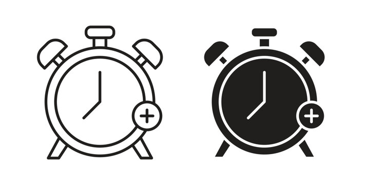 Alarm plus icon for mobile app, editable designs