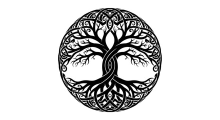 Intricate Celtic Tree of Life Symbol with Ornate Knotwork Design, Representing Harmony and Eternity