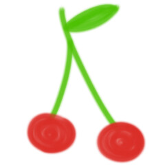Red cherry fruit illustrated with chalk texture