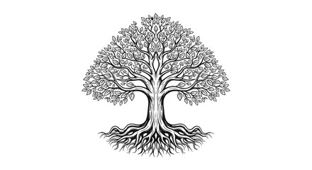 Intricate Tree of Life Symbolizing Growth, Connection, and Enduring Natural Beauty with Deep Roots
