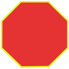 Red octagonal sign with yellow border, traffic symbol, warning design