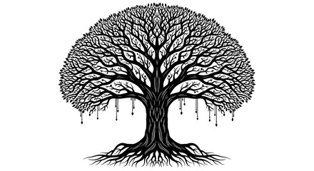 Majestic Tree of Life Symbolizing Strength, Wisdom, and Connection in Detailed Vector Art