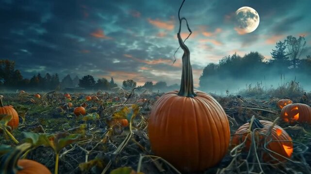 pumpkin patch under moonlight Videos