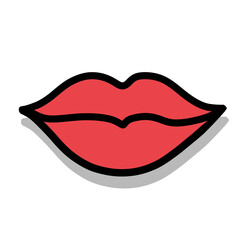 Simple red lips, facial feature symbol, playful design
