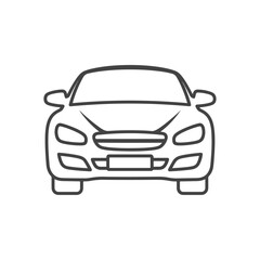 Front View Outline of a Modern Car Vector Illustration Simple Line Art Design Automotive Transportation Concept