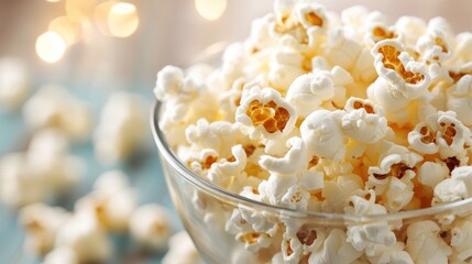 Popcorn in glass bowl
