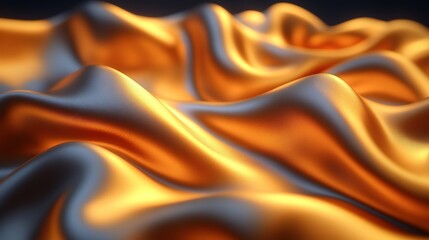 Obraz premium Fluid and Luxurious Golden Satin Fabric with Soft Wavy Textures