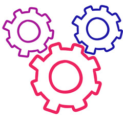 Three lines forming a colorful gear, creative machinery concept
