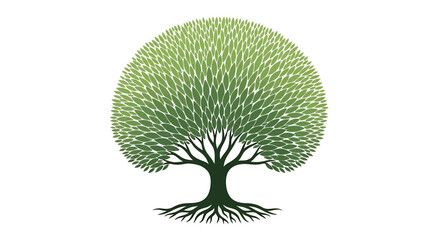 Vibrant Green Leafy Tree with Intricate Roots Symbolizing Nature, Growth, and Environmental Harmony