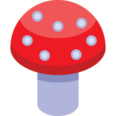 Red Amanita Mushroom With White Spots On Transparent Background Isolated Object Simple Illustration