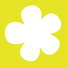 Yellow square with flower-shaped cutout, floral motif, abstract design