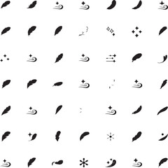 Feather Silhouette Vector Bundle | Elegant Celebration Icons | Breeze, Light Vector