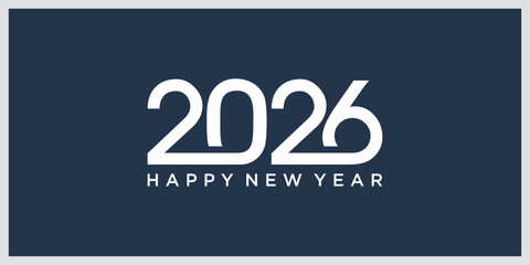 Happy new year 2026 typography vector design template