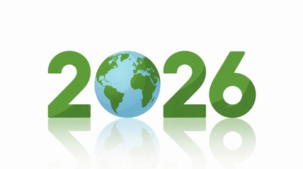 Green numbers 2026 with earth icon
