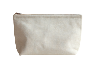 Creamy canvas bag with a metallic zipper on a black background