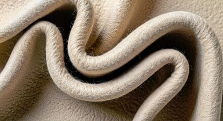 Fototapeta premium Soft Wool Shawl Close up with Elegant Spiral Fold Detail in Neutral Beige Tones