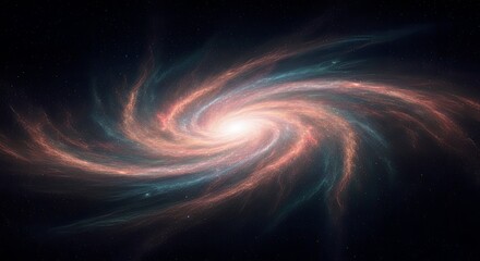 Stunning Spiral Galaxy in the Deep Night Sky with Visible Stars and Cosmic Dust View