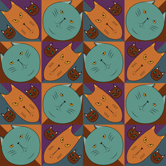 Printable pattern with cute cat faces.