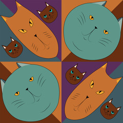 Printable pattern with cute cat faces.