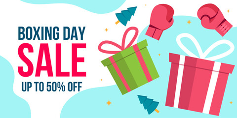 boxing day horizontal banner illustration in flat style design