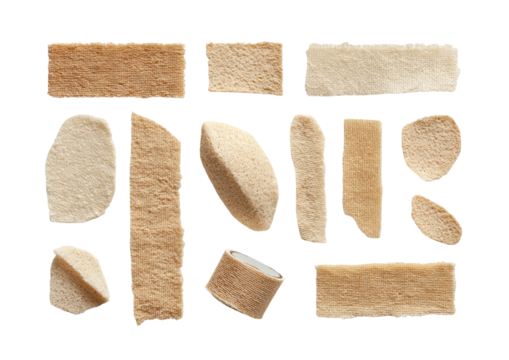 Beige pad shapes on black. Light variations. Grouped - Powered by Adobe