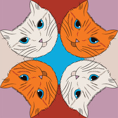 Cat face pattern. For printing on fabric.