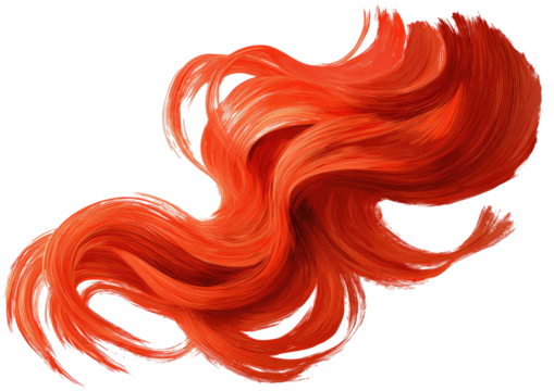 Swirling, flowing digital painting of vibrant red hair