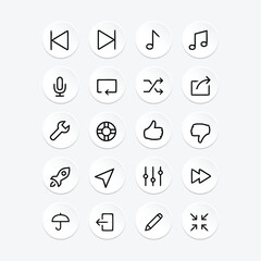 collection of icon sets from, Music, Mix, Like, Key, Arrow, Rocet, Mixer