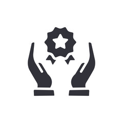 Hands Holding Award Medal Guarantee Quality Icon Graphic