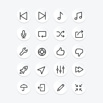 collection of icon sets from, Music, Mix, Like, Key, Arrow, Rocet, Mixer