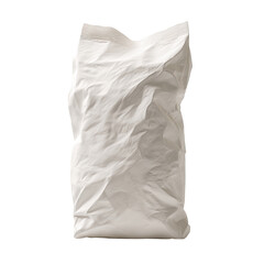 White, crumpled package against black backdrop, irregular shaped