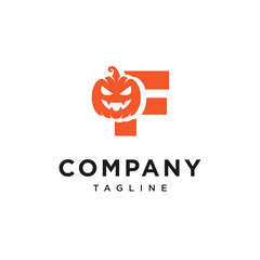 Letter F Pumpkin Halloween Logo Icon Vector