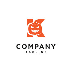 Letter K Pumpkin Halloween Logo Icon Vector