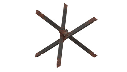 3d rendering czech hedgehog tank obstacle.