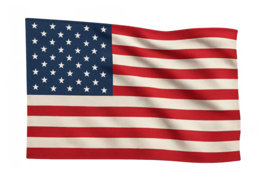 American flag waving depicting patriotism, democracy, freedom, and national pride on a transparent background
