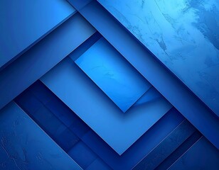 Abstract geometric composition with layered blue shapes, various textures