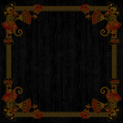 elegant black batik fan motif design hijab square