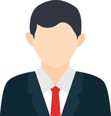 Flat illustration of businessman avatar with formal suit ideal for profile, CV, or office design use
