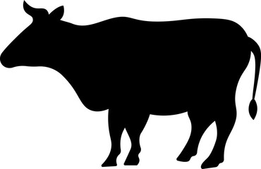 Silhouette of standing cow illustration perfect for farm, agriculture, or dairy product design