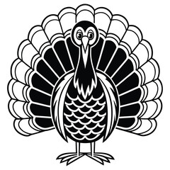 Fototapeta premium A black silhouette of a thanksgiving turkey