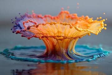 Single drop of vibrant ink falling into clear water creating complex beautiful and ever expanding patterns symbolizing the impact of a single visionary idea Macro photography style