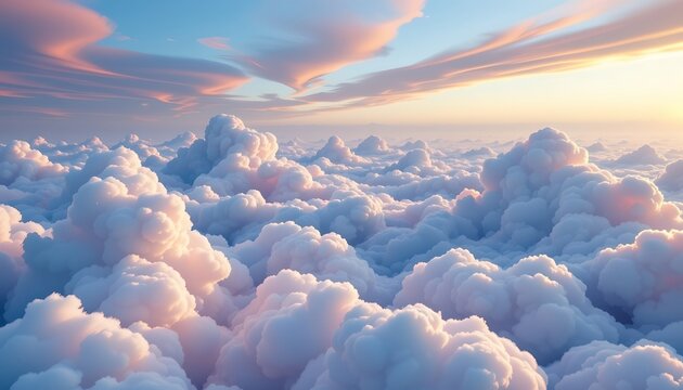 Serene Cloudscape with Soft Pastel Colors and Gentle Lighting