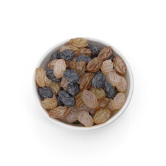 Bowl of mixed raisins