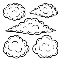 set of clouds vector of a coloring page 