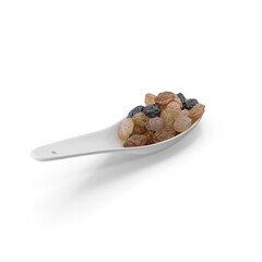 colorful raisins on white spoon