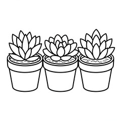 cactus in pot and plant illustration of a coloring page 
